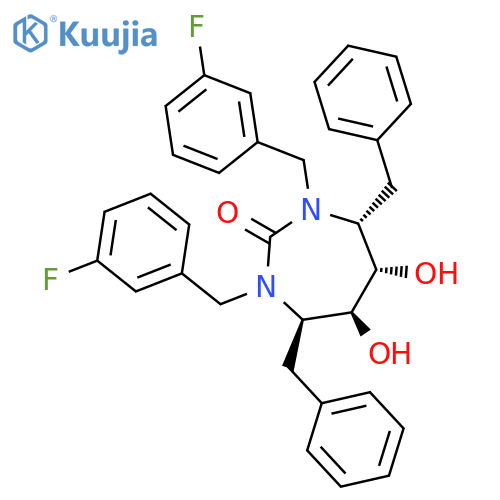 2H-1,3-Diazepin-2-one,1,3-bis[(3-fluorophenyl)methyl]hexahydro-5,6-dihydroxy-4,7-bis(phenylmethyl)-,(4R,5S,6S,7R)- structure