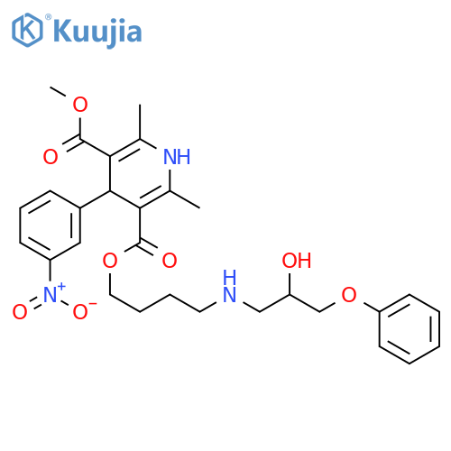 3,5-Pyridinedicarboxylicacid, 1,4-dihydro-2,6-dimethyl-4-(3-nitrophenyl)-,4-[[(2S)-2-hydroxy-3-phenoxypropyl]amino]butyl methyl ester, (4S)- (9CI) structure