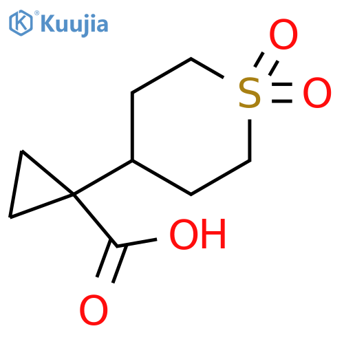 Cyclopropanecarboxylic acid, 1-(tetrahydro-1,1-dioxido-2H-thiopyran-4-yl)- structure