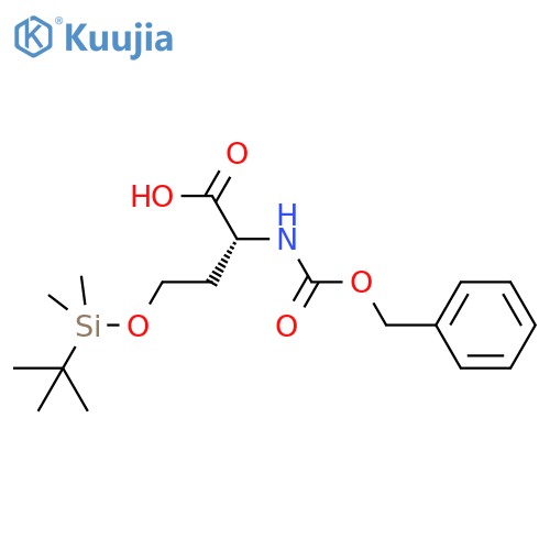 (2R)-2-{(benzyloxy)carbonylamino}-4-(tert-butyldimethylsilyl)oxybutanoic acid structure