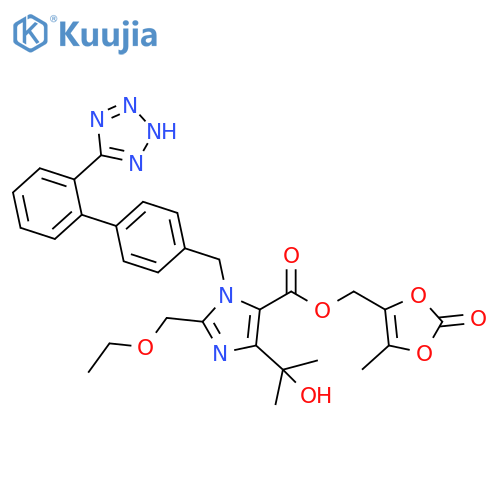 1H-Imidazole-5-carboxylic acid, 2-(ethoxymethyl)-4-(1-hydroxy-1-methylethyl)-1-[[2'-(2H-tetrazol-5-yl)[1,1'-biphenyl]-4-yl]methyl]-, (5-methyl-2-oxo-1,3-dioxol-4-yl)methyl ester structure