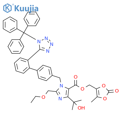 1H-Imidazole-5-carboxylic acid, 2-(ethoxymethyl)-4-(1-hydroxy-1-methylethyl)-1-[[2'-[1-(triphenylmethyl)-1H-tetrazol-5-yl][1,1'-biphenyl]-4-yl]methyl]-, (5-methyl-2-oxo-1,3-dioxol-4-yl)methyl ester structure