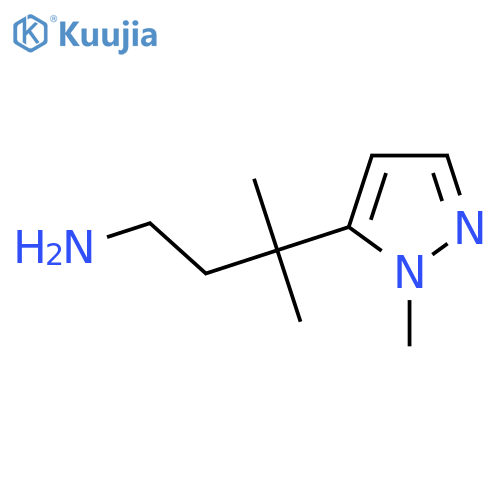 3-methyl-3-(1-methyl-1H-pyrazol-5-yl)butan-1-amine structure