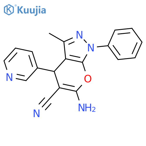6-amino-3-methyl-1-phenyl-4-(pyridin-3-yl)-1H,4H-pyrano[2,3-c]pyrazole-5-carbonitrile structure