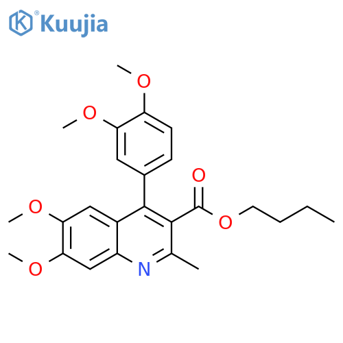 3-Quinolinecarboxylic acid, 4-(3,4-dimethoxyphenyl)-6,7-dimethoxy-2-methyl-, butyl ester structure