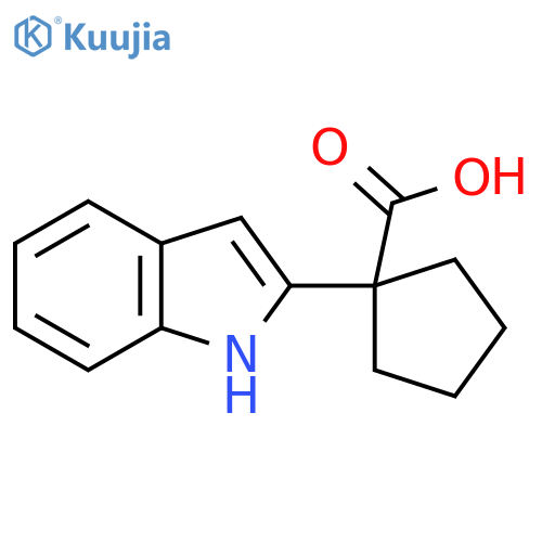 1-(1H-indol-2-yl)cyclopentane-1-carboxylic acid structure