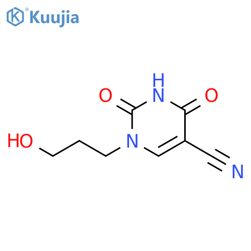 1-(3-hydroxypropyl)-2,4-dioxo-1,2,3,4-tetrahydropyrimidine-5-carbonitrile structure