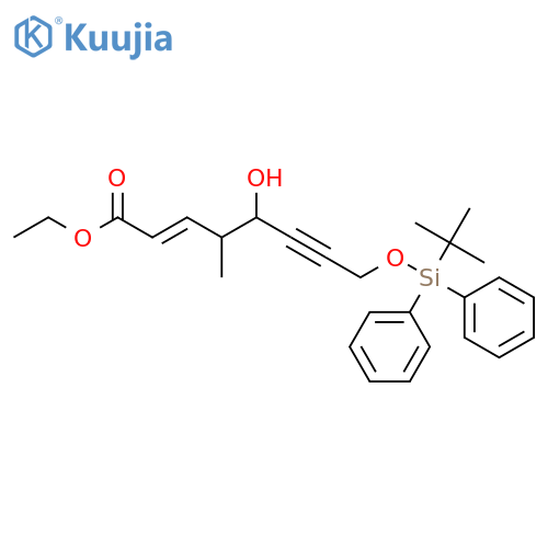 2-Octen-6-ynoic acid, 8-[[(1,1-dimethylethyl)diphenylsilyl]oxy]-5-hydroxy-4-methyl-, ethyl ester, (2E,4R,5R)- structure