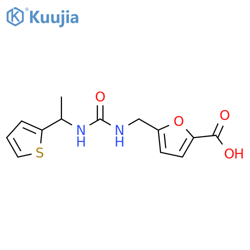 5-({1-(thiophen-2-yl)ethylcarbamoyl}amino)methylfuran-2-carboxylic acid structure