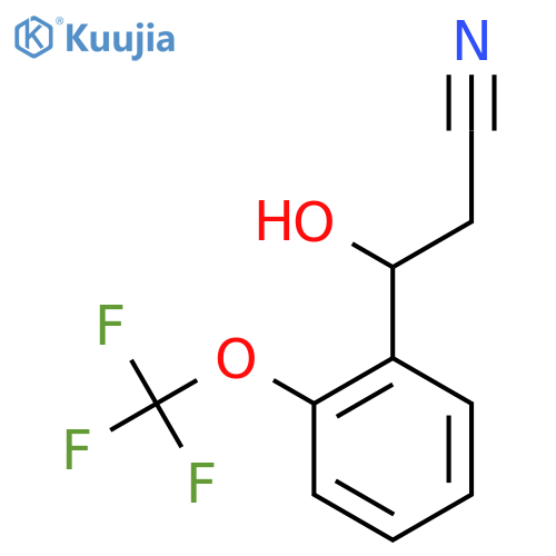 3-hydroxy-3-2-(trifluoromethoxy)phenylpropanenitrile structure