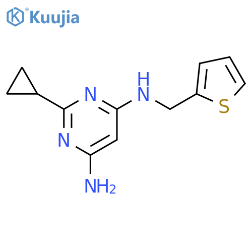 2-cyclopropyl-N4-(thiophen-2-ylmethyl)pyrimidine-4,6-diamine structure