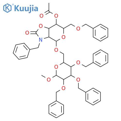α-D-Glucopyranoside, methyl 6-O-[(3aR,4R,6R,7S,7aR)-7-(acetyloxy)hexahydro-2-oxo-6-[(phenylmethoxy)methyl]-3-(phenylmethyl)-4H-pyrano[3,4-d]oxazol-4-yl]-2,3,4-tris-O-(phenylmethyl)- structure