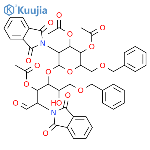 D-Glucose, 2-deoxy-4-O-[3,4-di-O-acetyl-2-deoxy-2-(1,3-dihydro-1,3-dioxo-2H-isoindol-2-yl)-6-O-(phenylmethyl)-β-D-glucopyranosyl]-2-(1,3-dihydro-1,3-dioxo-2H-isoindol-2-yl)-6-O-(phenylmethyl)-, 3-acetate structure