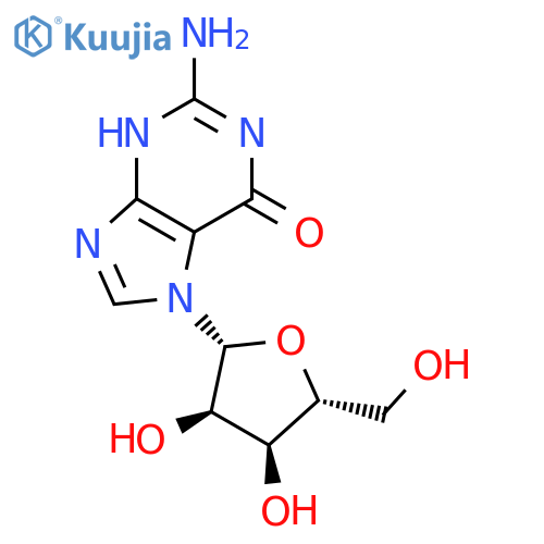 6H-Purin-6-one,2-amino-1,7-dihydro-7-b-D-ribofuranosyl- structure