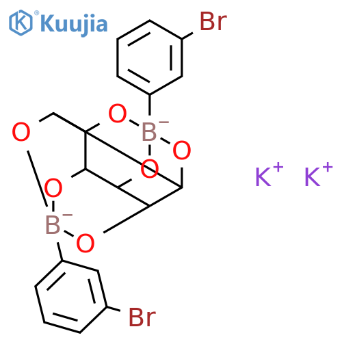 Dipotassium;4,9-bis(3-bromophenyl)-3,5,8,10,13,14-hexaoxa-4,9-diboranuidapentacyclo[7.3.1.14,12.02,7.06,11]tetradecane;pentahydrate structure