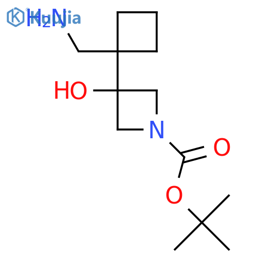 Tert-butyl 3-[1-(aminomethyl)cyclobutyl]-3-hydroxyazetidine-1-carboxylate structure
