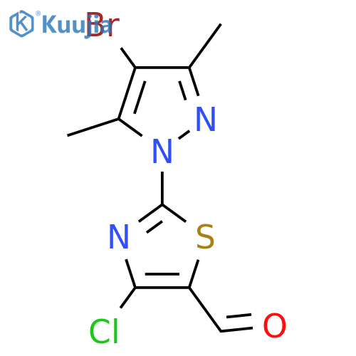 2-(4-bromo-3,5-dimethyl-1H-pyrazol-1-yl)-4-chloro-1,3-thiazole-5-carbaldehyde structure