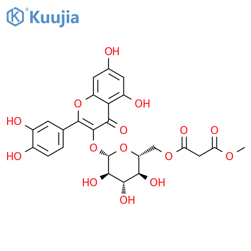 2-(3,4-Dihydroxyphenyl)-5,7-dihydroxy-3-[[6-O-(3-methoxy-1,3-dioxopropyl)-β-D-glucopyranosyl]oxy]-4H-1-benzopyran-4-one structure