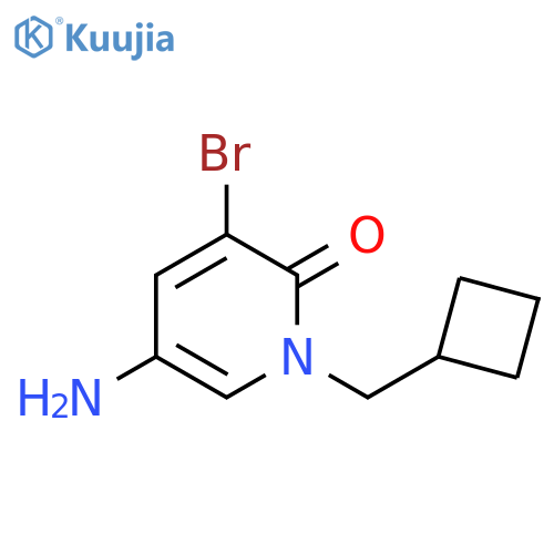 5-amino-3-bromo-1-(cyclobutylmethyl)-1,2-dihydropyridin-2-one structure