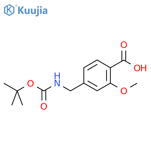 4-({(tert-butoxy)carbonylamino}methyl)-2-methoxybenzoic acid structure