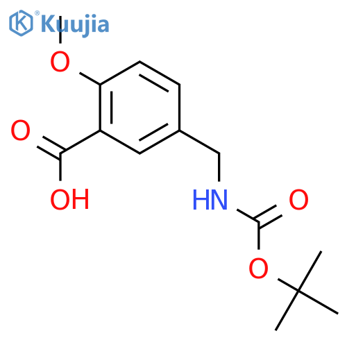 5-((((Tert-butoxy)carbonyl)amino)methyl)-2-methoxybenzoic acid structure