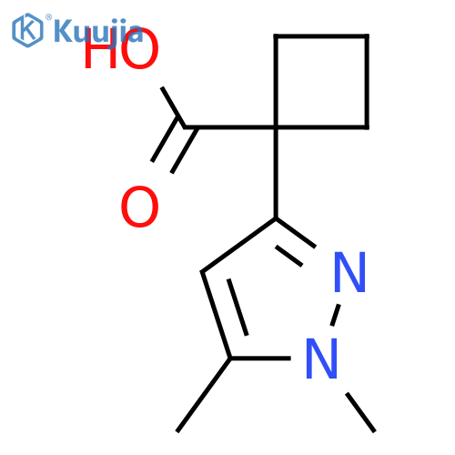 1-(1,5-dimethyl-1H-pyrazol-3-yl)cyclobutane-1-carboxylic acid structure