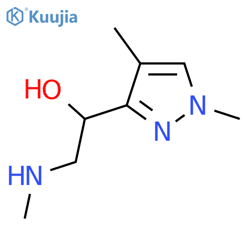1-(1,4-dimethyl-1H-pyrazol-3-yl)-2-(methylamino)ethan-1-ol structure