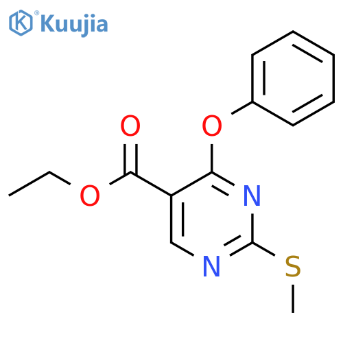 5-Pyrimidinecarboxylicacid, 2-(methylthio)-4-phenoxy-, ethyl ester structure