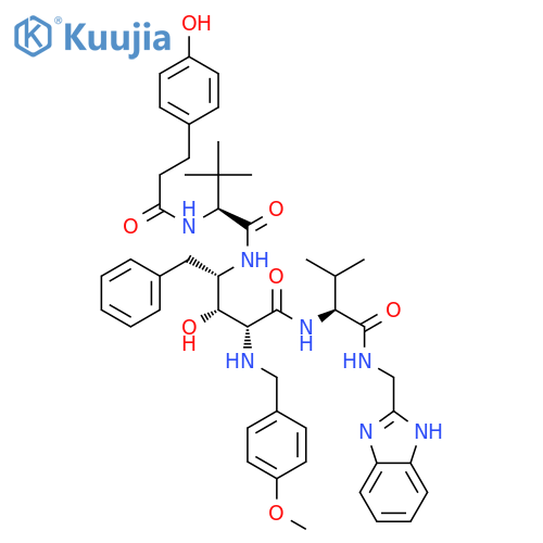 L-Lyxonamide,N-[1-[[(1H-benzimidazol-2-ylmethyl)amino]carbonyl]-2-methylpropyl]-2,4,5-trideoxy-4-[[2-[[3-(4-hydroxyphenyl)-1-oxopropyl]amino]-3,3-dimethyl-1-oxobutyl]amino]-2-[[(4-methoxyphenyl)methyl]amino]-5-phenyl-,[1(S),4(S)]- (9CI) structure