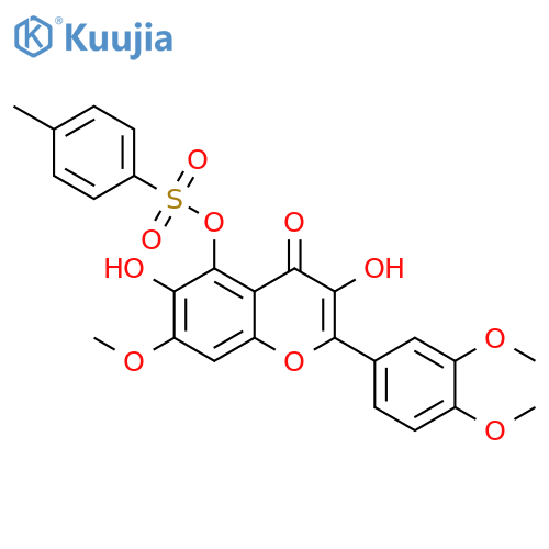 4H-1-Benzopyran-4-one, 2-(3,4-dimethoxyphenyl)-3,6-dihydroxy-7-methoxy-5-[[(4-methylphenyl)sulfonyl]oxy]- structure