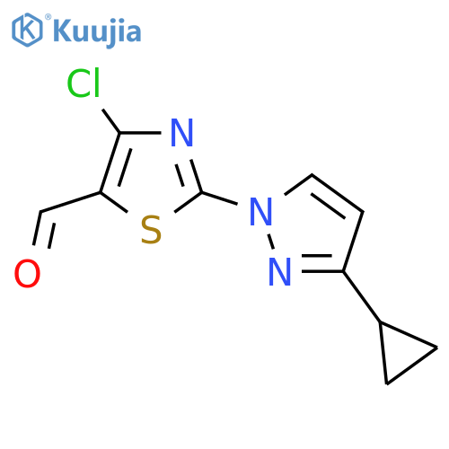 4-chloro-2-(3-cyclopropyl-1H-pyrazol-1-yl)-1,3-thiazole-5-carbaldehyde structure