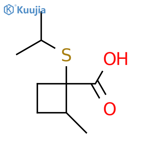 2-methyl-1-(propan-2-ylsulfanyl)cyclobutane-1-carboxylic acid structure