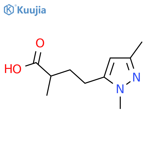 4-(1,3-dimethyl-1H-pyrazol-5-yl)-2-methylbutanoic acid structure