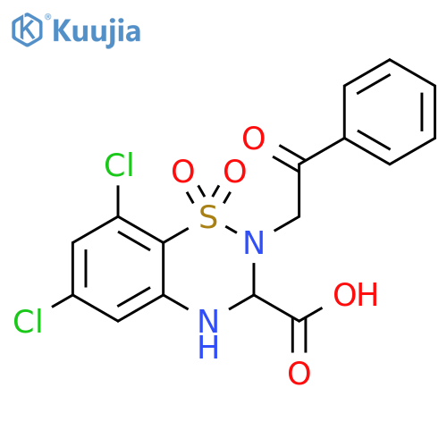 2H-1,2,4-Benzothiadiazine-3-carboxylic acid, 6,8-dichloro-3,4-dihydro-2-(2-oxo-2-phenylethyl)-, 1,1-dioxide structure