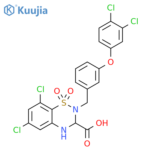 2H-1,2,4-Benzothiadiazine-3-carboxylic acid, 6,8-dichloro-2-[[3-(3,4-dichlorophenoxy)phenyl]methyl]-3,4-dihydro-, 1,1-dioxide structure