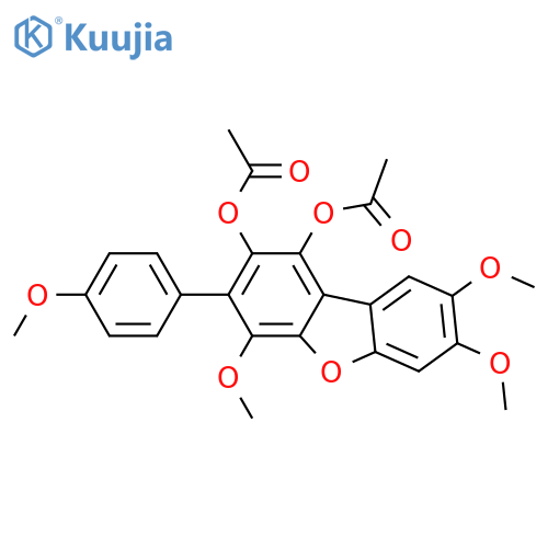 1,2,4,7,8-Pentahydroxy-3-(4-hydroxyphenyl)dibenzofuran; 4,4',7,8-Tetra-Me ether, 1,2-di-Ac structure