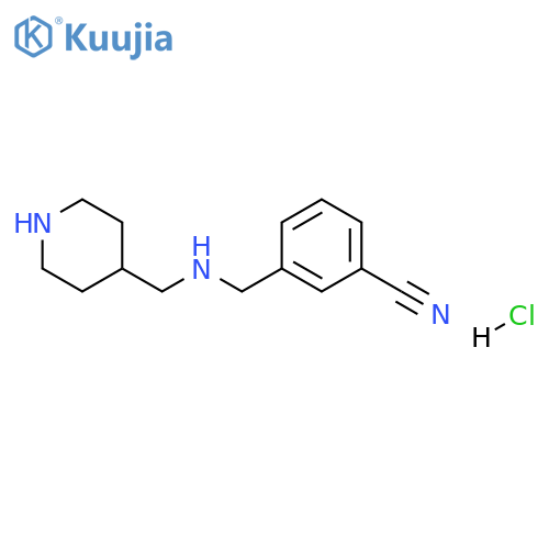 3-(((piperidin-4-ylmethyl)amino)methyl)benzonitrile hydrochloride structure