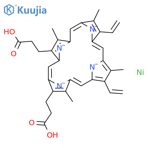 Nickelate(2-),[7,12-diethenyl-3,8,13,17-tetramethyl-21H,23H-porphine-2,18-dipropanoato(4-)-kN21,kN22,kN23,kN24]-, dihydrogen, (SP-4-2)-(9CI) structure