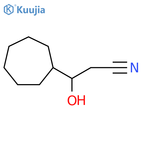 3-cycloheptyl-3-hydroxypropanenitrile structure