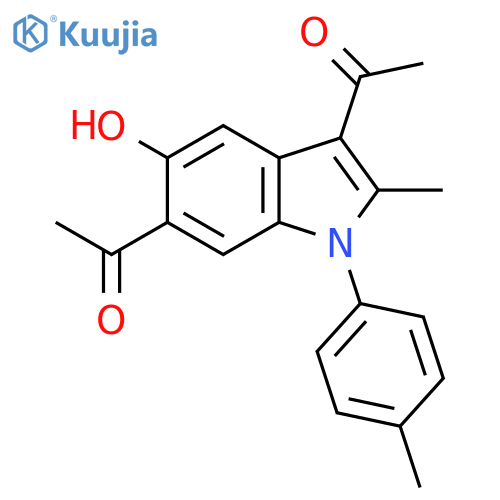 Ethanone,1,1'-[5-hydroxy-2-methyl-1-(4-methylphenyl)-1H-indole-3,6-diyl]bis- structure