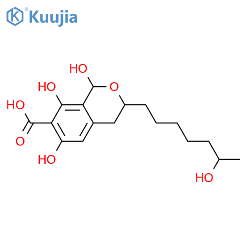 3-Heptyl-3,4-dihydro-1,6,8-trihydroxy-1H-2-benzopyran-7-carboxylic acid; (1S,3S)-form, 6'R-Hydroxy structure