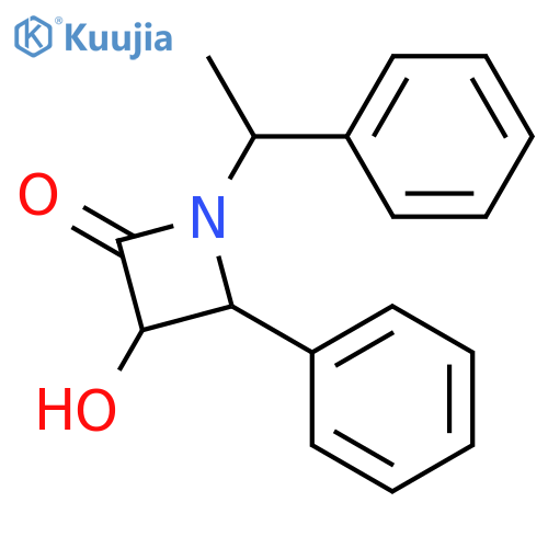 (3R,4S)-3-hydroxy-4-phenyl-1-[(1S)-1-phenylethyl]azetidin-2-one structure