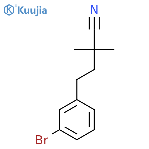 4-(3-bromophenyl)-2,2-dimethylbutanenitrile structure