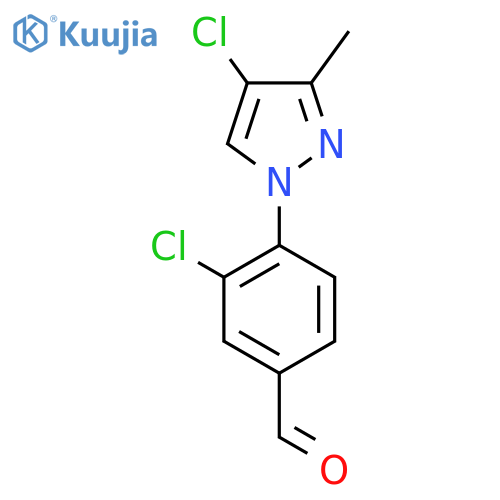 3-chloro-4-(4-chloro-3-methyl-1H-pyrazol-1-yl)benzaldehyde structure