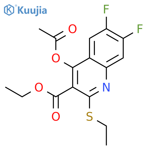 Ethyl 4-acetoxy-2-(ethylthio)-6,7-difluoroquinoline-3-carboxylate structure
