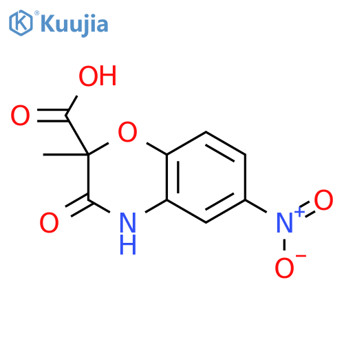 2-Methyl-6-nitro-3-oxo-3,4-dihydro-2H-1,4-benzoxazine-2-carboxylic acid structure