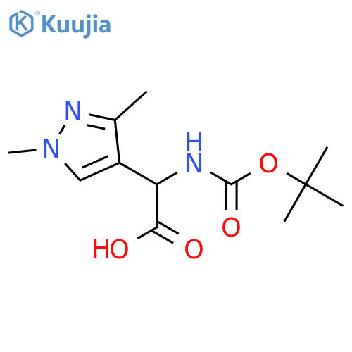 2-{(tert-butoxy)carbonylamino}-2-(1,3-dimethyl-1H-pyrazol-4-yl)acetic acid structure