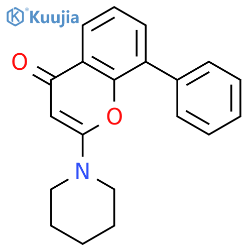 4H-1-Benzopyran-4-one, 8-phenyl-2-(1-piperidinyl)- structure