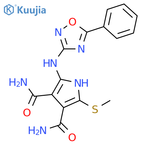 1H-Pyrrole-3,4-dicarboxamide, 2-(methylthio)-5-[(5-phenyl-1,2,4-oxadiazol-3-yl)amino]- structure