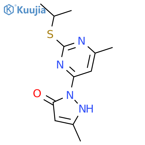 3H-Pyrazol-3-one,1,2-dihydro-5-methyl-2-[6-methyl-2-[(1-methylethyl)thio]-4-pyrimidinyl]- structure